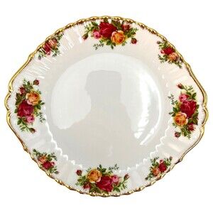 Royal Albert Old Country Roses Cake Plate Platter Dish Handles Bone China VTG